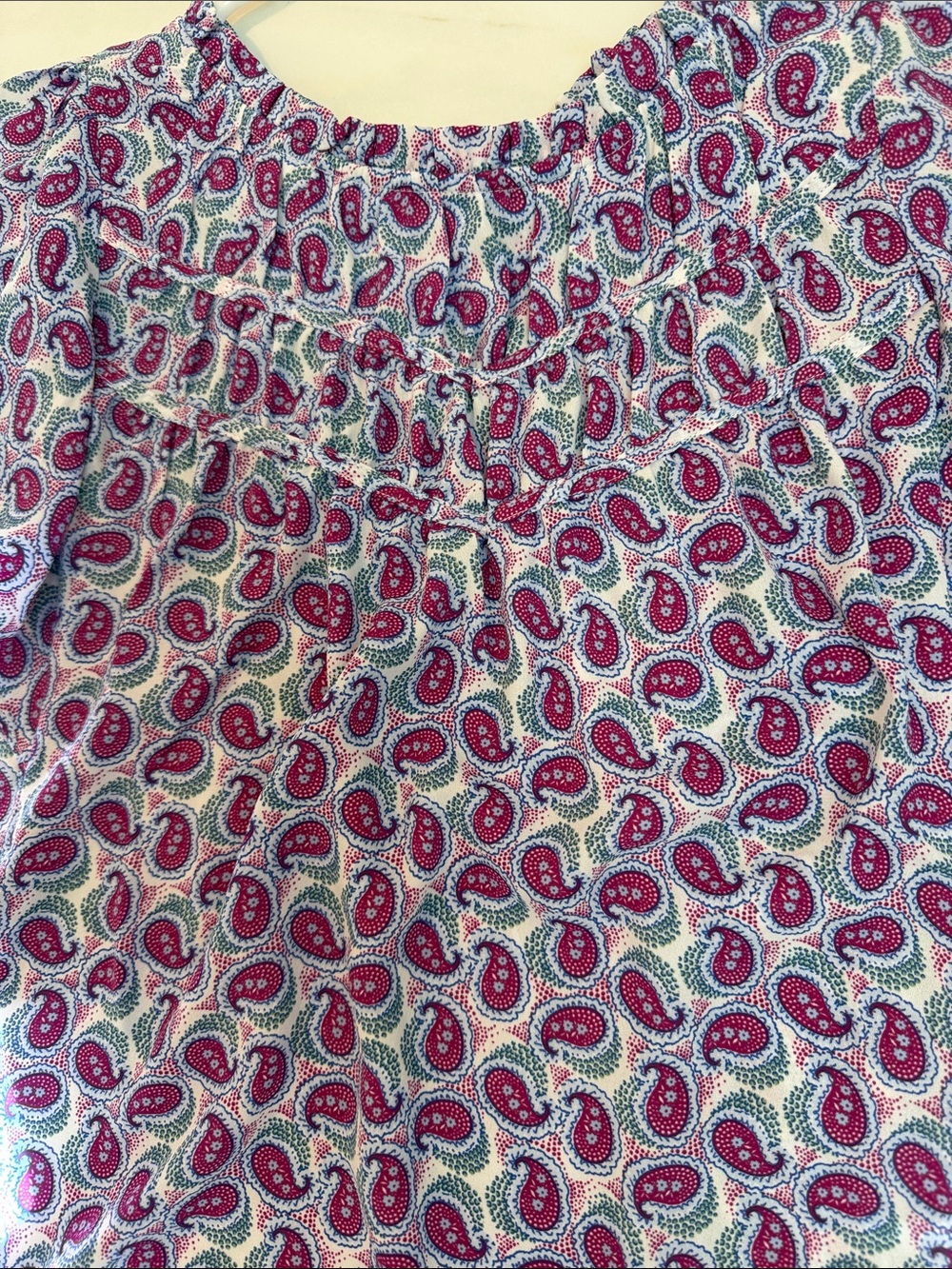 LOFT Lavender Paisley Flutter Sleeve Tunic with Magenta Accents - Picture 6 of 7